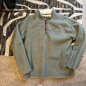 True Grit Men's Large Pullover 1/4 Zip Sweater Jacket Gree Sherpa Fleece Lining